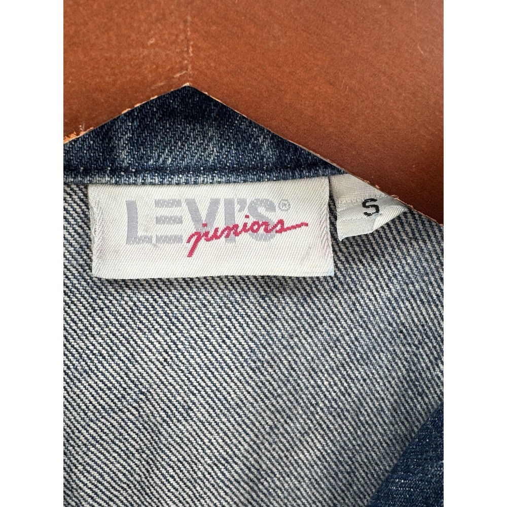 Levi'S Cropped Blue Denim Vest, Raw Hem, Chest Pockets, Honda Gold Wing Patch - Picture 3 of 13